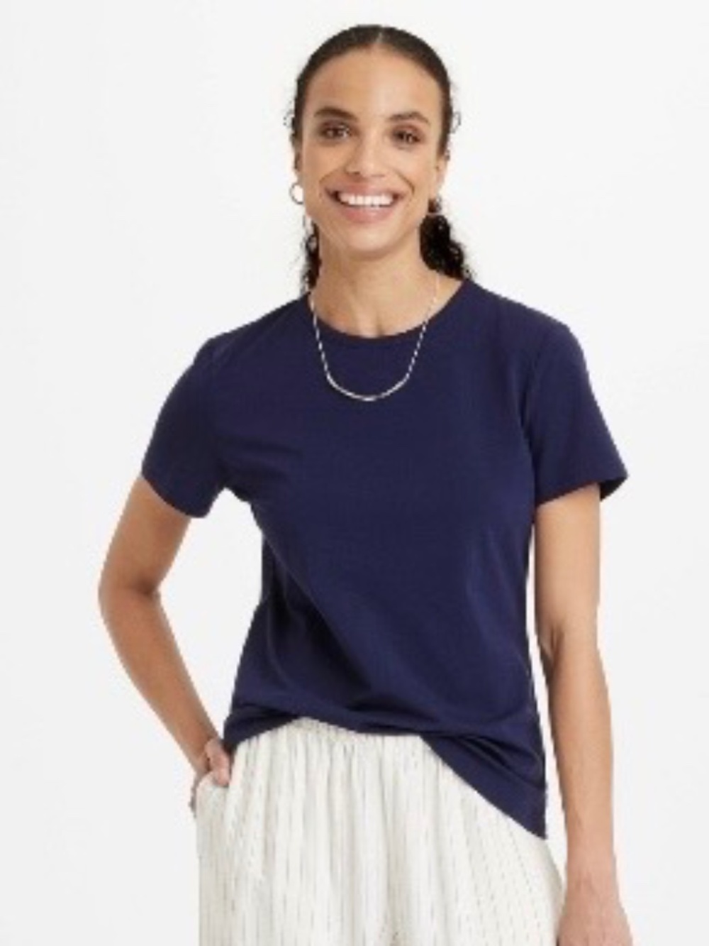 Women’s Short Sleeve T-Shirt - a New Day Navy L: Crew Neck, Pullover